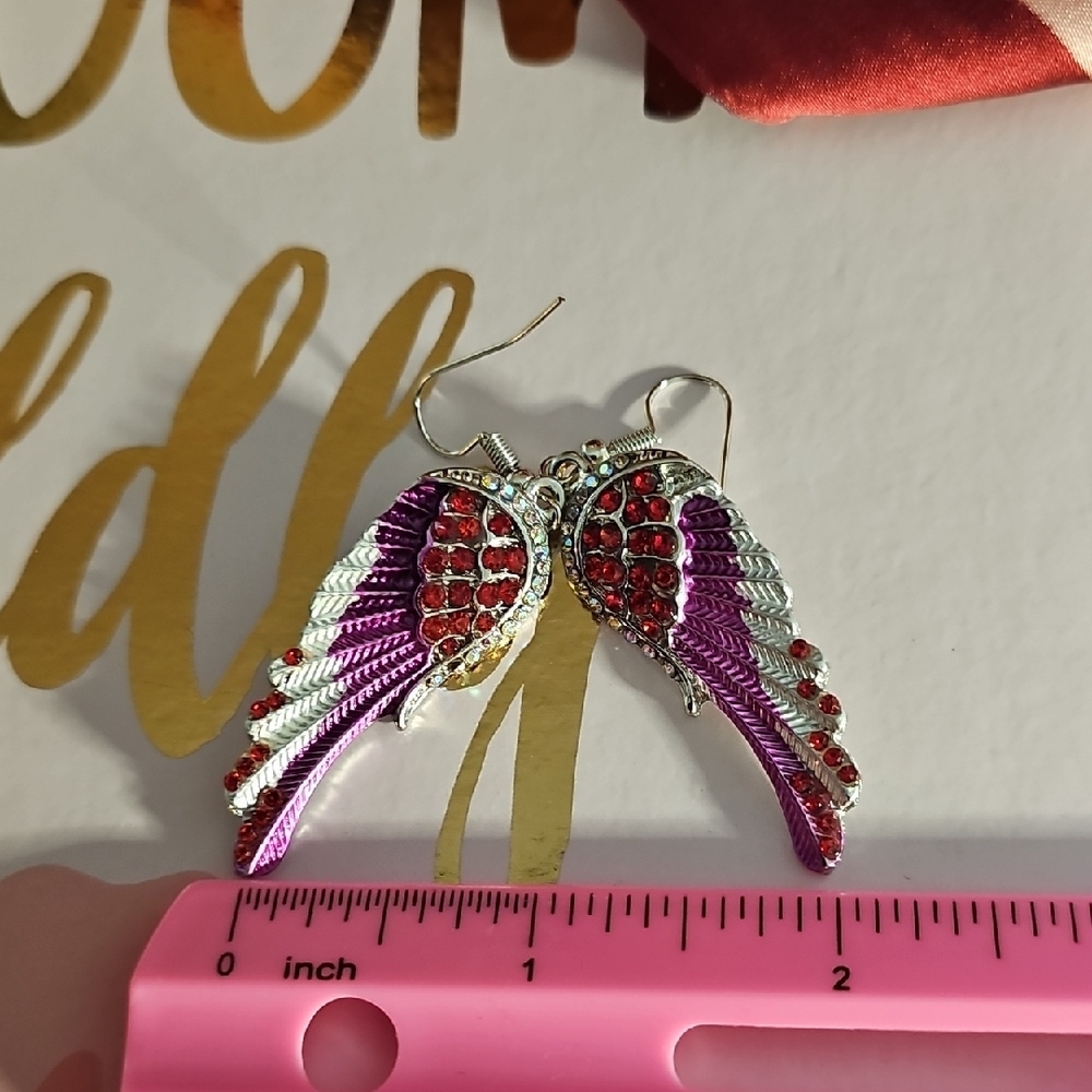 Ornate Purple and Red Crystal Earrings